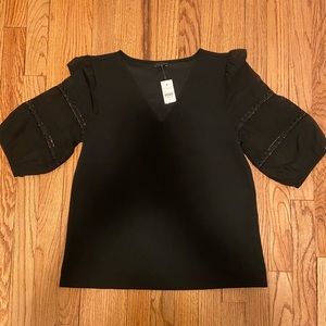 Black Ann Taylor Sweater With Sheer Sleeves NWT